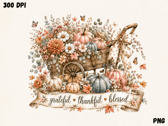 Download Grateful Thankful Blessed Fall Wagon PNG - Blessed Collection