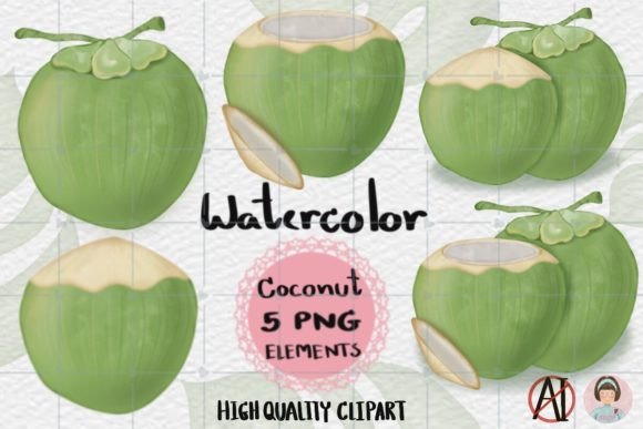 Download Watercolor Coconut Clipart - Watercolor coconut Collection