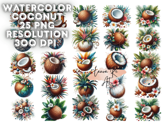 Download Watercolor Coconut - Watercolor coconut Collection