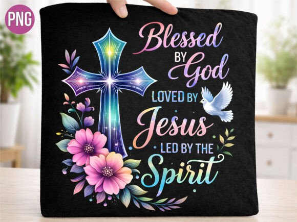Download Blessed by God Loved by Jesus Cross PNG - Blessed Collection