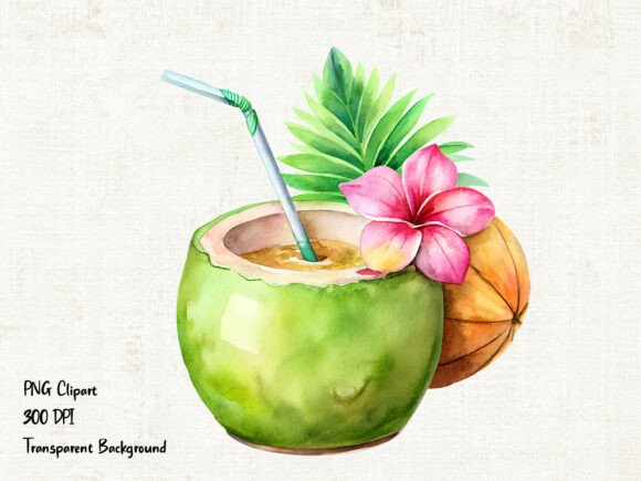 Download Watercolor Coconut Drink PNG Clipart - Watercolor coconut Collection