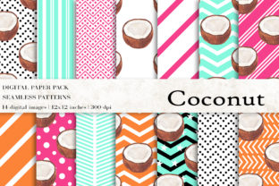 Download Watercolor Coconut Fruit Digital Papers - Watercolor coconut Collection