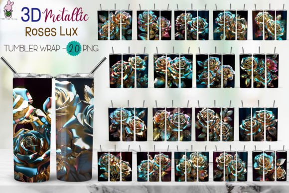 Download 3D Tumbler Wrap Metallic Rose Lux Bundle - 3d tumbler wrap Collection