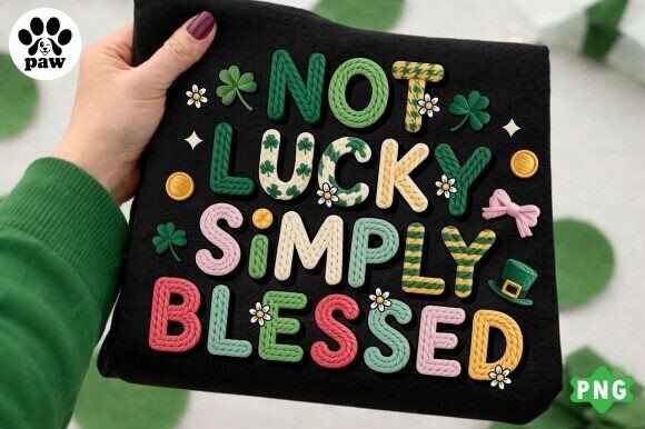 Download Faux Yarn Not Lucky Simply Blessed Png - Blessed Collection